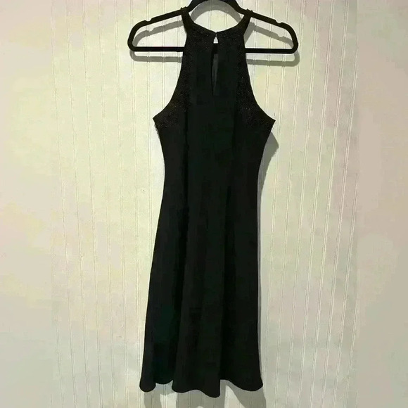 Vintage y2k style midi halter dress with black floral beading women’s size 10 - Picture 3 of 6